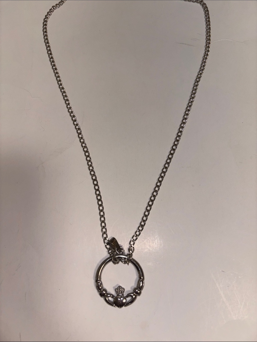 Delicate Silver Floral Ring Pendant Necklace for Women